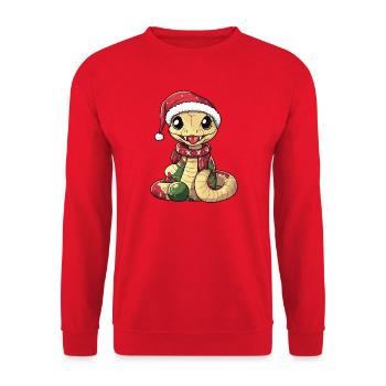 Snake Cobra Christmas - Unisex Sweatshirt - red - Front - Alina (178cm) & Michal (187cm)