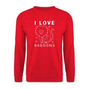 Pavian Primat Affe Affen Baboon - Unisex Pullover - Rot - Vorne - Alina (178cm) & Michal (187cm)