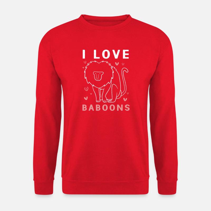 Pavian Primat Affe Affen Baboon - Unisex Pullover - Rot