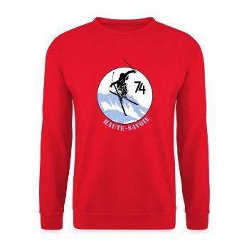 Design Haute-Savoie 74 - Sweat-shirt Unisexe - rouge - Devant - Alina (178cm) & Michal (187cm)