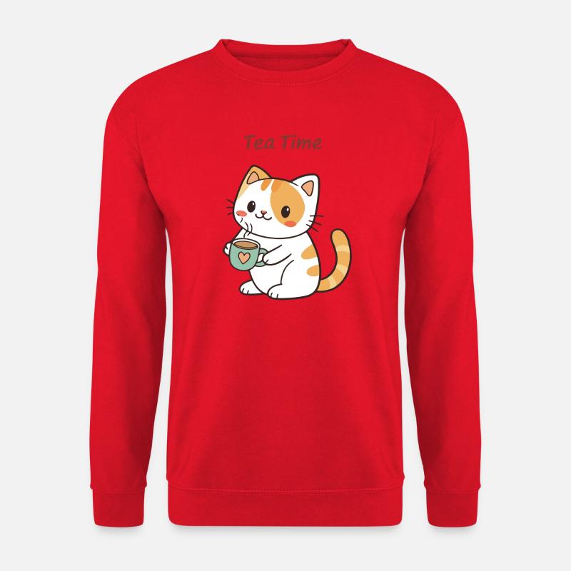 Katzentee-Zeit süß - Unisex Pullover - Rot