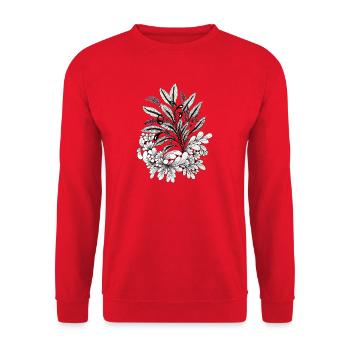 Monochrome floral bouquet contrast - Unisex Sweatshirt - red - Front - Alina (178cm) & Michal (187cm)