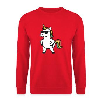 Cool Sunglasses Unicorn with Confident Pose Art - Unisex Sweatshirt - red - Front - Alina (178cm) & Michal (187cm)
