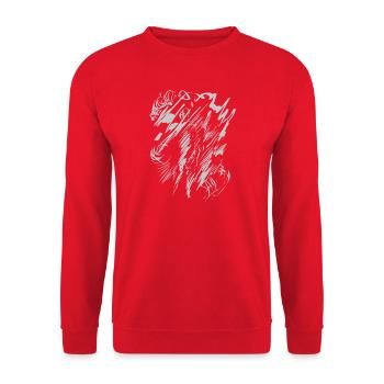 Hintergrund Abstrakte Kunst - Grau - Unisex Pullover - Rot - Vorne - Alina (178cm) & Michal (187cm)