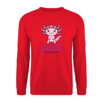 AXOLOTL DER WASSERHUND Niedliche rosa Blumenkrone - Unisex Pullover - Rot - Vorne - Alina (178cm) & Michal (187cm)