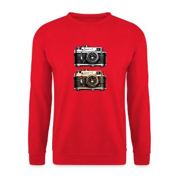 Twin Vintage Camera Duo - Unisex Sweatshirt - red - Front - Alina (178cm) & Michal (187cm)