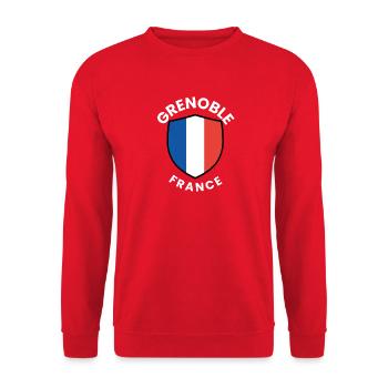 Blason français : Grenoble - Sweat-shirt Unisexe - rouge - Devant - Alina (178cm) & Michal (187cm)