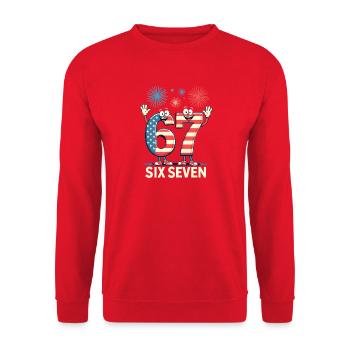 US Flag 67 Memes Six Seven - Unisex Sweatshirt - red - Front - Alina (178cm) & Michal (187cm)