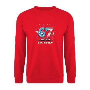 US Flag 67 Memes Six Seven - Unisex Sweatshirt - red - Front - Alina (178cm) & Michal (187cm)