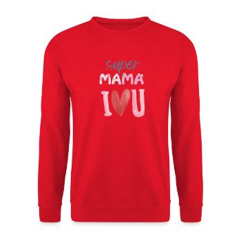 Super Mama - Heart Design - Unisex Sweatshirt - red - Front - Alina (178cm) & Michal (187cm)