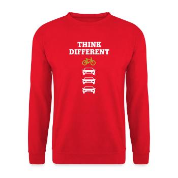 Pensez à un vélo différent - Design de Vélo Éco-Cycling - Sweat-shirt Unisexe - rouge - Devant - Alina (178cm) & Michal (187cm)