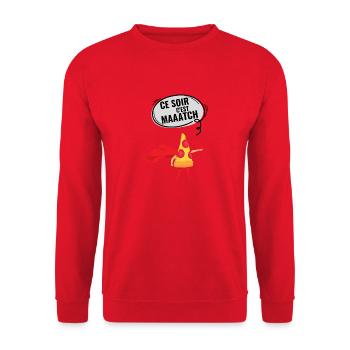 Football heute Abend ist es ein Spiel mit Pizza - Unisex Pullover - Rot - Vorne - Alina (178cm) & Michal (187cm)