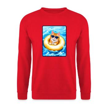 Chat dans un anneau jaune - Sweat-shirt Unisexe - rouge - Devant - Alina (178cm) & Michal (187cm)