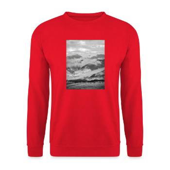Mountains in Black and White Fog - Unisex Sweatshirt - red - Front - Alina (178cm) & Michal (187cm)