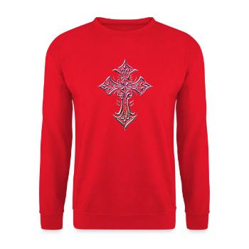 Pastel Filigree Cross - Unisex Sweatshirt - red - Front - Alina (178cm) & Michal (187cm)