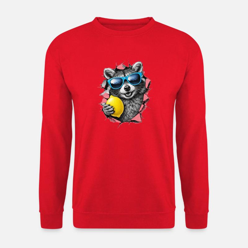 Waschbär Zitronen Sonnenbrille - Unisex Pullover - Rot