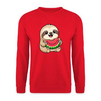 Dessin animé drôle, melon paresseux d’été avec des fruits mignons - Sweat-shirt Unisexe - rouge - Devant - Alina (178cm) & Michal (187cm)