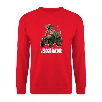 Velocitraktor Dinosaurier Traktor Spruch lustig - Unisex Pullover - Rot - Vorne - Alina (178cm) & Michal (187cm)