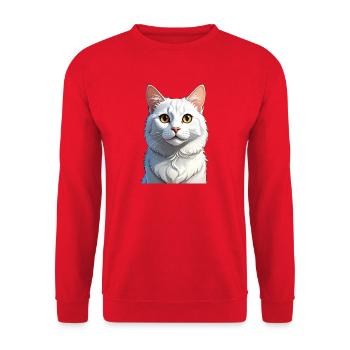 White Cat - Unisex Sweatshirt - red - Front - Alina (178cm) & Michal (187cm)
