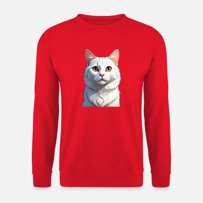 Chat blanc - Sweat-shirt Unisexe - rouge