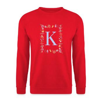Feminin Flower Monogramm K - Unisex Pullover - Rot - Vorne - Alina (178cm) & Michal (187cm)