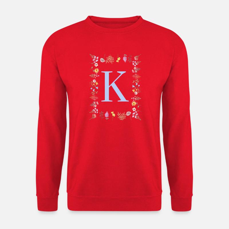 Feminin Flower Monogramm K - Unisex Pullover - Rot