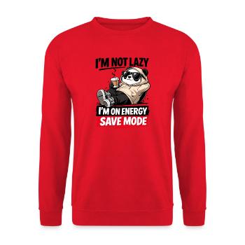 Energiesparmodus Panda - Unisex Pullover - Rot - Vorne - Alina (178cm) & Michal (187cm)