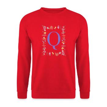 Monogramm "Q", florale Initialen - Unisex Pullover - Rot - Vorne - Alina (178cm) & Michal (187cm)