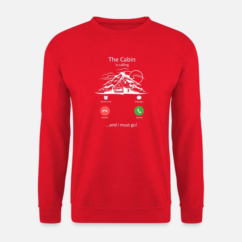 Die Hütte ruft Berge Design - Unisex Pullover - Rot