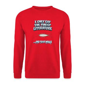 Je ne mange que la meilleure littérature - Sweat-shirt Unisexe - rouge - Devant - Alina (178cm) & Michal (187cm)