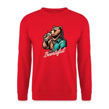 beertiful life  - Unisex Pullover - Rot - Vorne - Alina (178cm) & Michal (187cm)