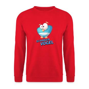 Schräger Vogel Cartoon - Unisex Pullover - Rot - Vorne - Alina (178cm) & Michal (187cm)