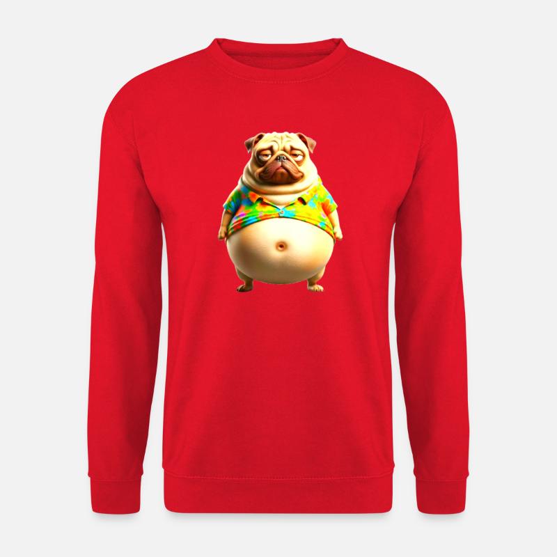 Batik-Pug Sommer-T-Shirt - Unisex Pullover - Rot