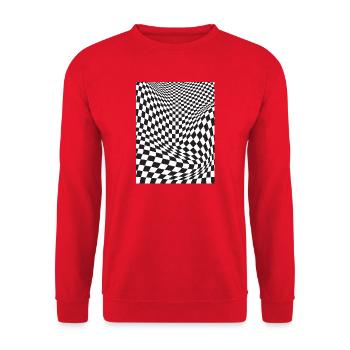 Warped Checkered Illusion - Unisex Sweatshirt - red - Front - Alina (178cm) & Michal (187cm)