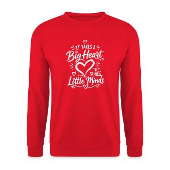 Big Heart Little Minds - Teacher Educator School - Unisex Sweatshirt - red - Front - Alina (178cm) & Michal (187cm)