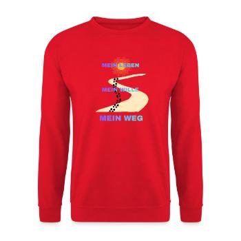 Mein Leben Mein Wille Mein Weg - Unisex Pullover - Rot - Vorne - Alina (178cm) & Michal (187cm)