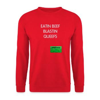 Queefs au bœuf Blastin - Sweat-shirt Unisexe - rouge - Devant - Alina (178cm) & Michal (187cm)
