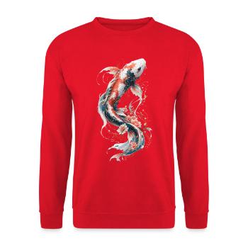 Koi mécanique florale - Sweat-shirt Unisexe - rouge - Devant - Alina (178cm) & Michal (187cm)