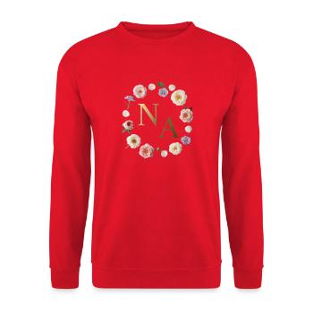 Goldene NA Blütenkranz - Unisex Pullover - Rot - Vorne - Alina (178cm) & Michal (187cm)
