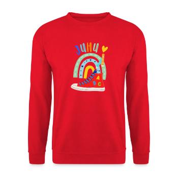 Schulkind  - Unisex Pullover - Rot - Vorne - Alina (178cm) & Michal (187cm)