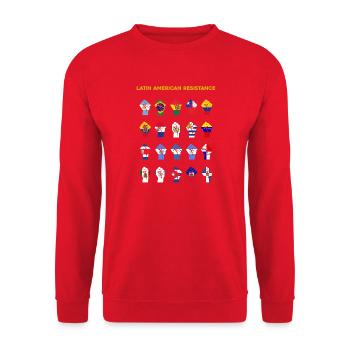 Montage lateinamerikanische Widerstandsflaggen - Unisex Pullover - Rot - Vorne - Alina (178cm) & Michal (187cm)