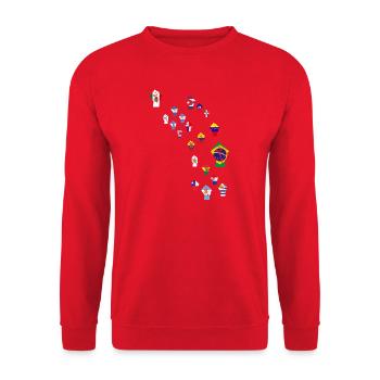 Flaggenmosaik des lateinamerikanischen Widerstands - Unisex Pullover - Rot - Vorne - Alina (178cm) & Michal (187cm)