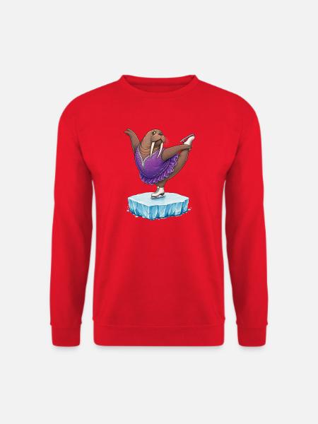 Walross als Eiskunstläuferin auf Eisscholle Kür - Unisex Sweatshirt - red