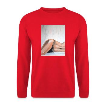 Impressionist Nude Lying Down - Unisex Sweatshirt - red - Front - Alina (178cm) & Michal (187cm)