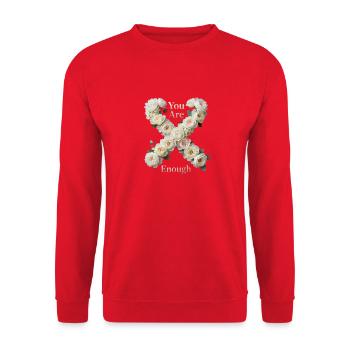 You Are Enough Flower Heart - Unisex Sweatshirt - red - Front - Alina (178cm) & Michal (187cm)