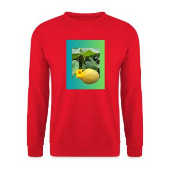 Yellow zucchini with blossom - Unisex Sweatshirt - red - Front - Alina (178cm) & Michal (187cm)