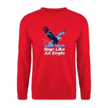 Blue eagle flight with lightning power - Unisex Sweatshirt - red - Front - Alina (178cm) & Michal (187cm)