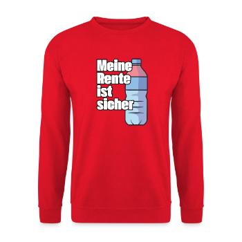 Meine Rente ist sicher - Unisex Pullover - Rot - Vorne - Alina (178cm) & Michal (187cm)