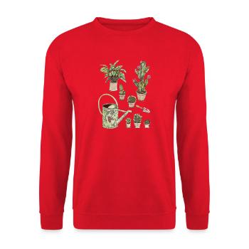 Grünes Pflanzenparadies Topfpflanzen - Unisex Pullover - Rot - Vorne - Alina (178cm) & Michal (187cm)