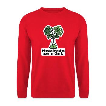 Chemie Pflanzen Labor Monstera Biologie T-Shirt - Unisex Pullover - Rot - Vorne - Alina (178cm) & Michal (187cm)